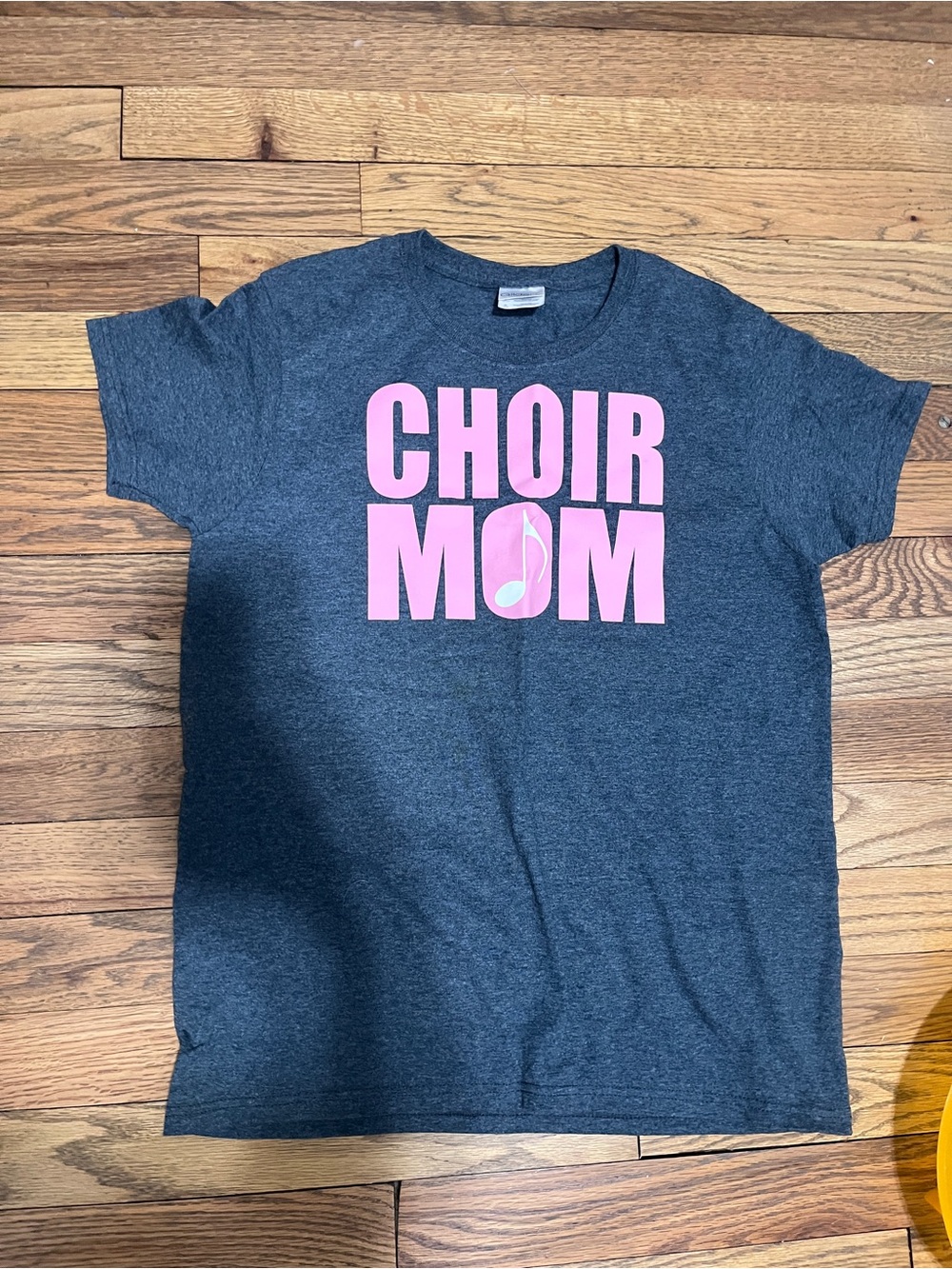 Choir Mom Graphic T-Shirt - Dark Gray w/ Pink Print - S